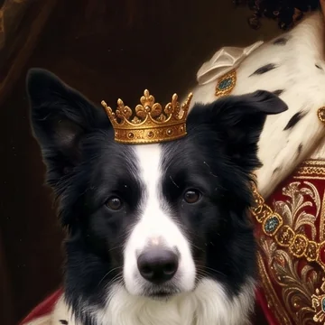 The same border collie in the royal portrait